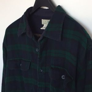 L.L. Bean Vintage Fleece Lined Blackwatch Plaid Flannel Large